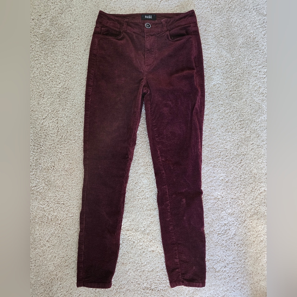 Paige Hoxton Ankle Corduroy Skinny Crop Pants 26 Womens Autumn Burgundy Pant